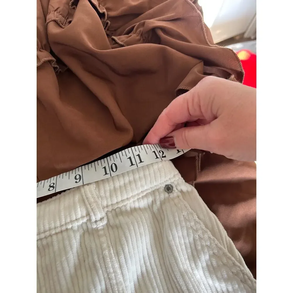 Abercrombie & Fitch Cream Corduroy Button Front Mini Skirt Extra Small